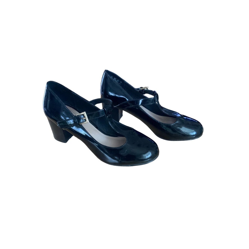 Mary Jane Hush Puppies  Patton, leather, Black Block Heels Size 7.5 Preowned - Picture 3 of 8